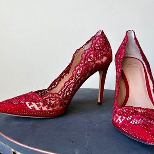 Red Lace Illusion Pump